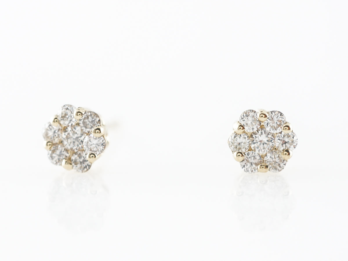Cluster Diamond Stud Earrings in 14k Yellow Gold