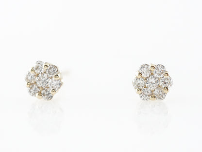 Cluster Diamond Stud Earrings in 14k Yellow Gold