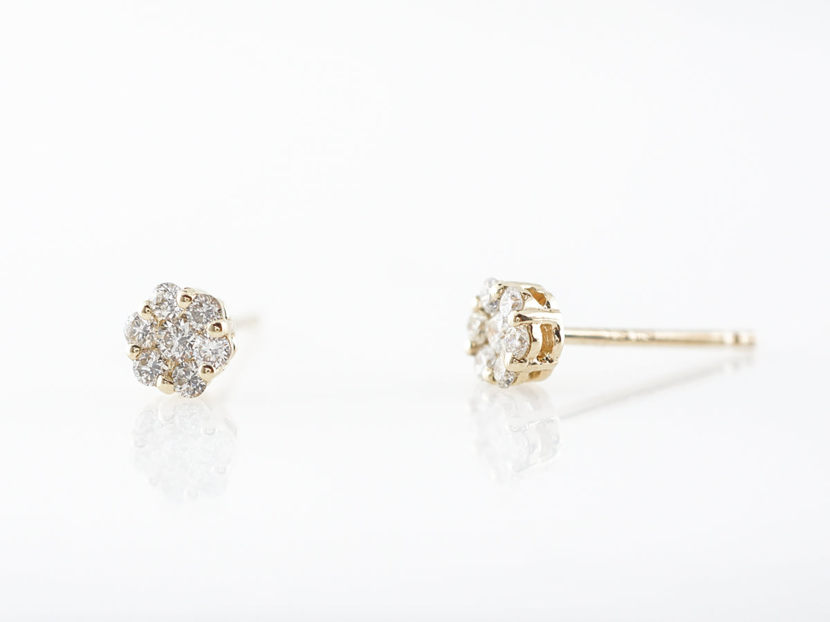 Cluster Diamond Stud Earrings in 14k Yellow Gold