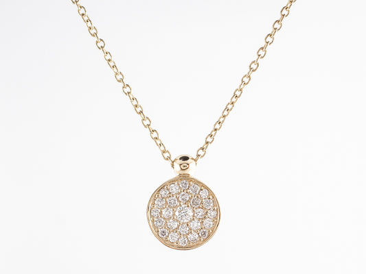 Cluster Diamond Disc Pendant Necklace in 14k Yellow Gold