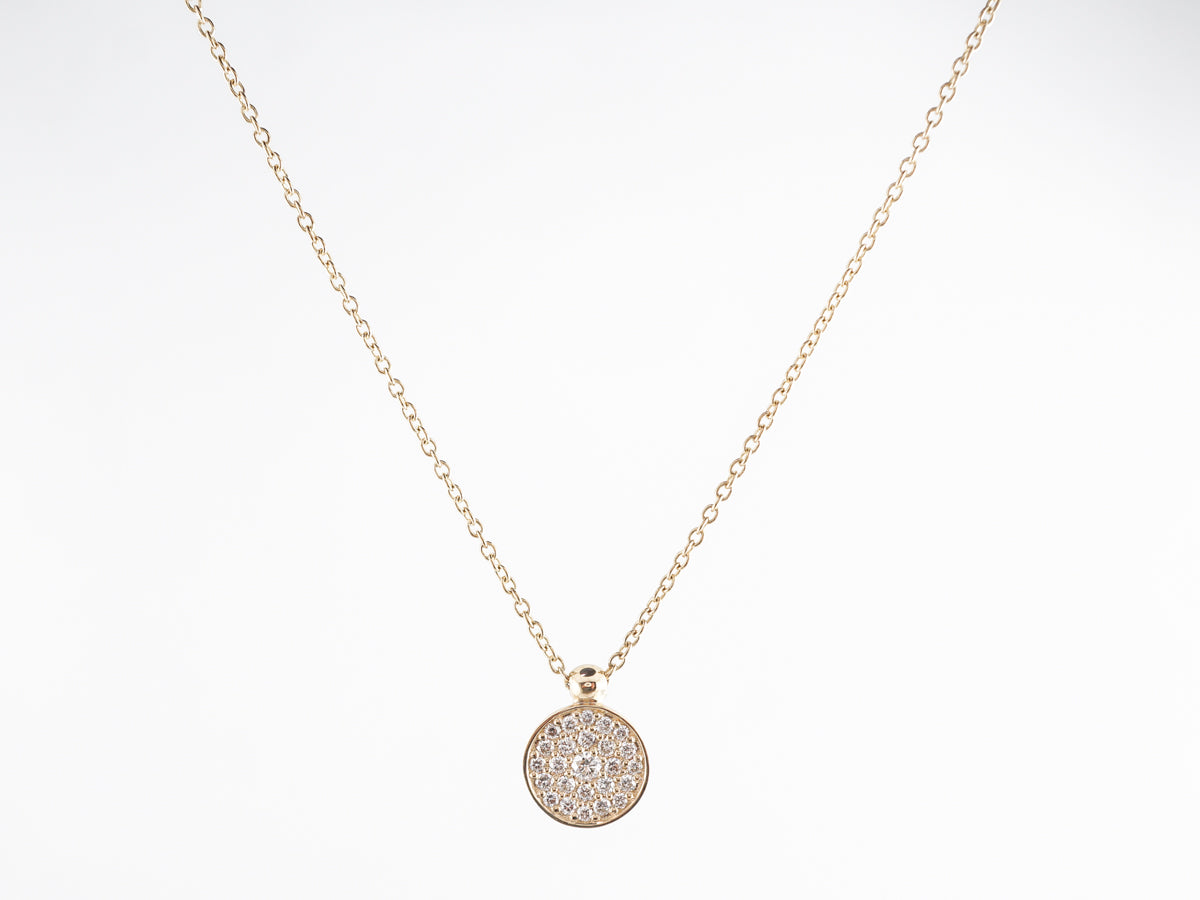 Cluster Diamond Disc Pendant Necklace in 14k Yellow Gold