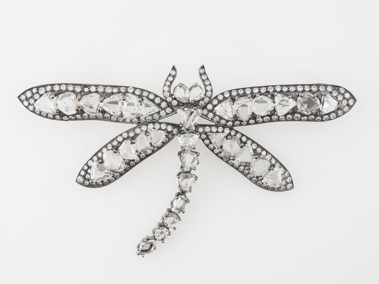 Dragonfly Brooch w/ Diamonds in 18k White Gold