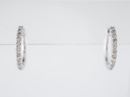 Earring Hoops Modern .42 Round Brilliant Cut Diamonds in 14k White Gold