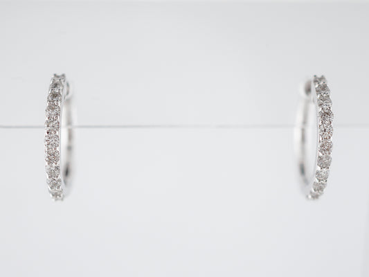 Earring Hoops Modern .42 Round Brilliant Cut Diamonds in 14k White Gold