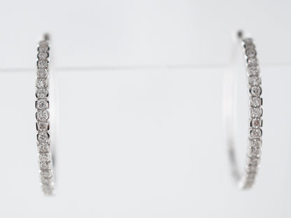 Earring Hoops Modern .48 Round Brilliant Cut Diamonds in 14k White Gold