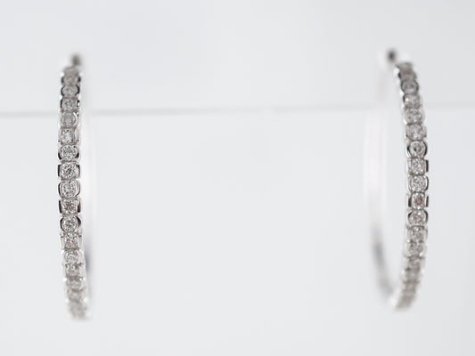 Earring Hoops Modern .48 Round Brilliant Cut Diamonds in 14k White Gold