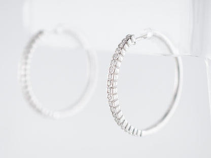 Earring Hoops Modern .48 Round Brilliant Cut Diamonds in 14k White Gold