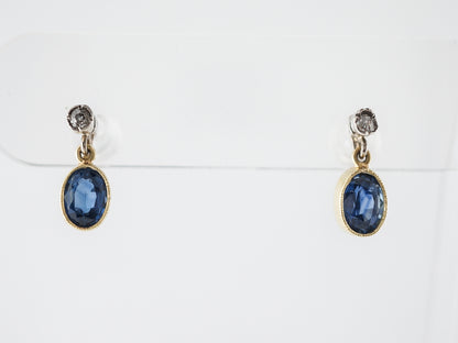 Oval Cut Sapphire Earrings w/ Diamonds in Yellow Gold