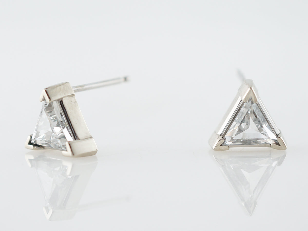 Earring Studs Modern 1.06 Trilliant Cut Diamonds in 14k White Gold