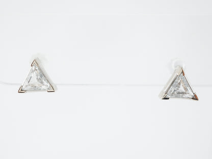 Earring Studs Modern 1.06 Trilliant Cut Diamonds in 14k White Gold