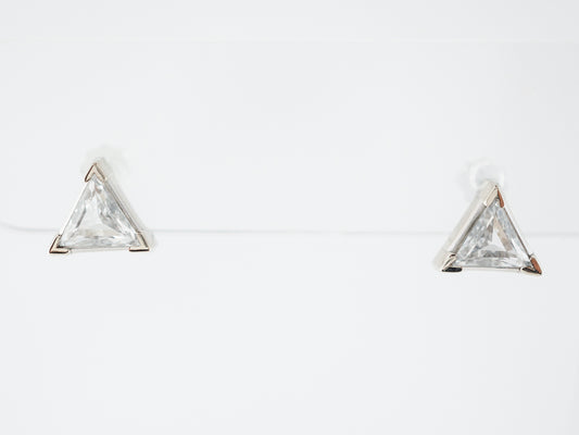 Earring Studs Modern 1.06 Trilliant Cut Diamonds in 14k White Gold