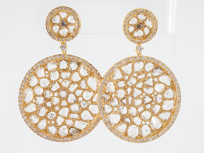 ***RTV***Earrings Modern 19.46 Rose Cut Diamonds in 18K Yellow Gold