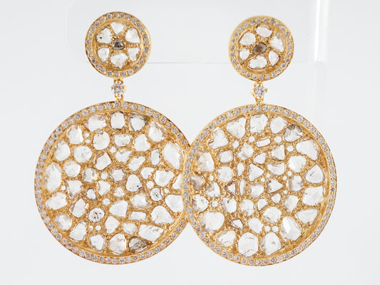 ***RTV***Earrings Modern 19.46 Rose Cut Diamonds in 18K Yellow Gold