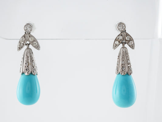 Earrings Modern Turquoise & .36 Round Brilliant Cut Diamonds in Platinum