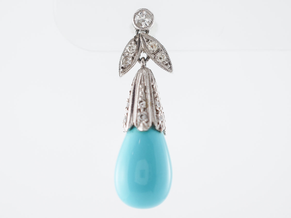 Earrings Modern Turquoise & .36 Round Brilliant Cut Diamonds in Platinum