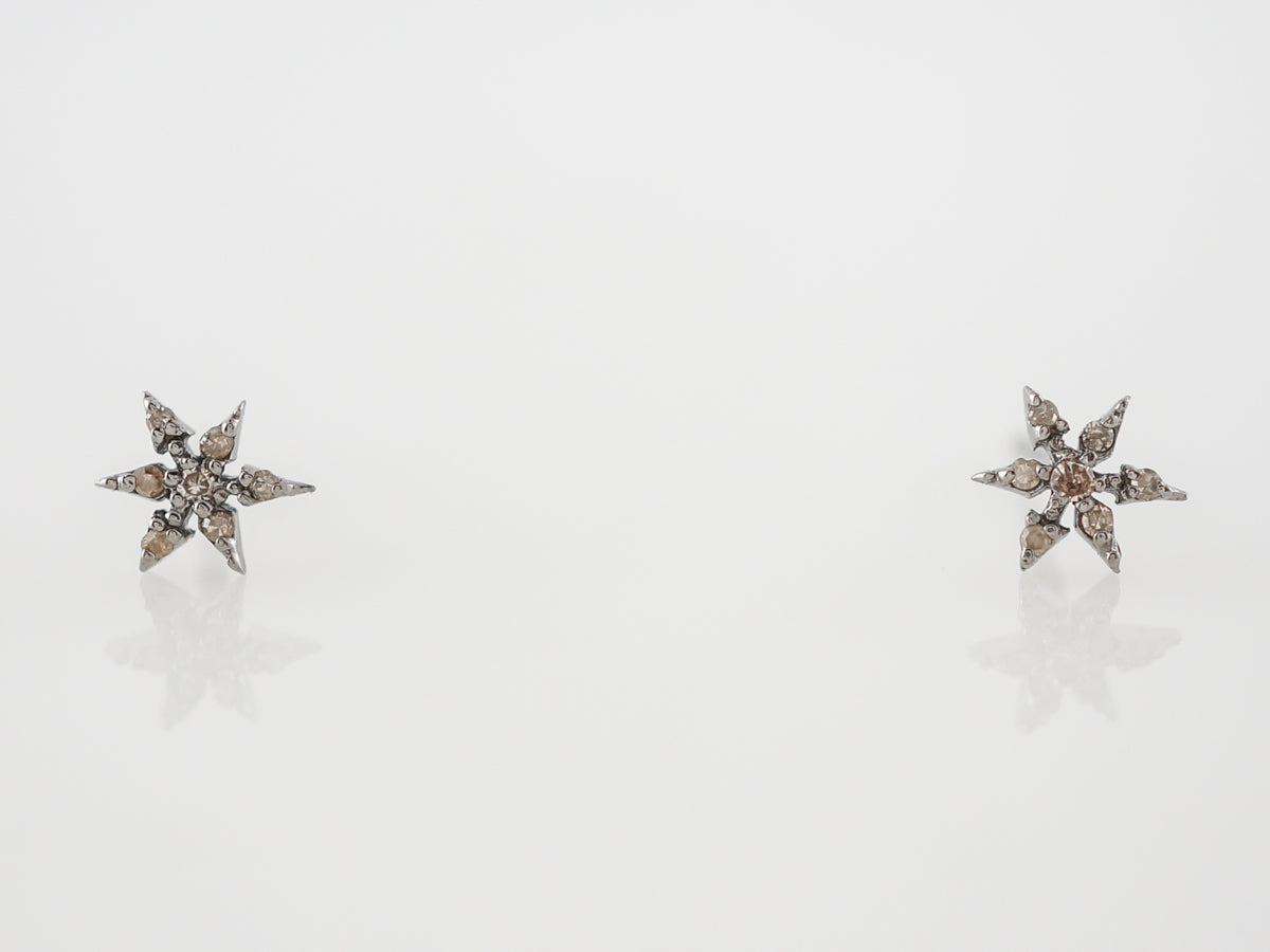 Earrings Modern .04 Round Brilliant Cut Diamonds in Sterling Silver