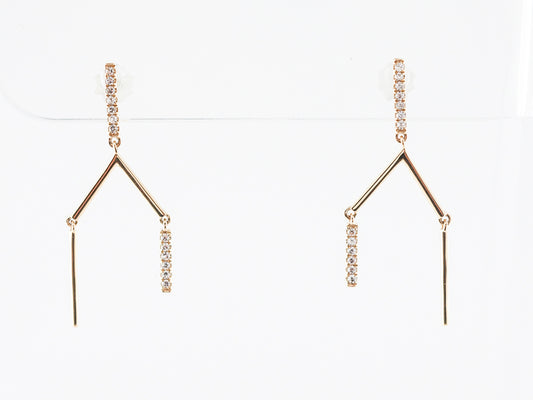 Dangle Earrings Round Brilliant Cut Diamonds in 18k Yellow Gold