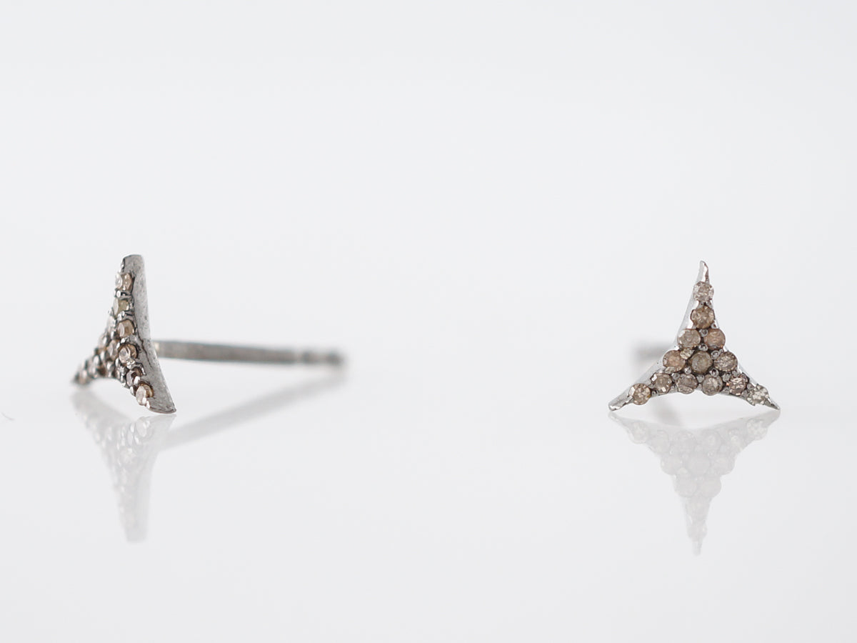 Earrings Modern .13 Round Brilliant Cut Diamonds in Sterling Silver