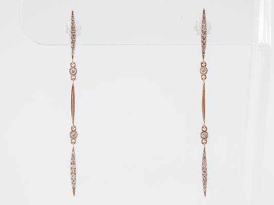 Round Brilliant Cut Diamond Dangle Earrings in 18k Rose Gold