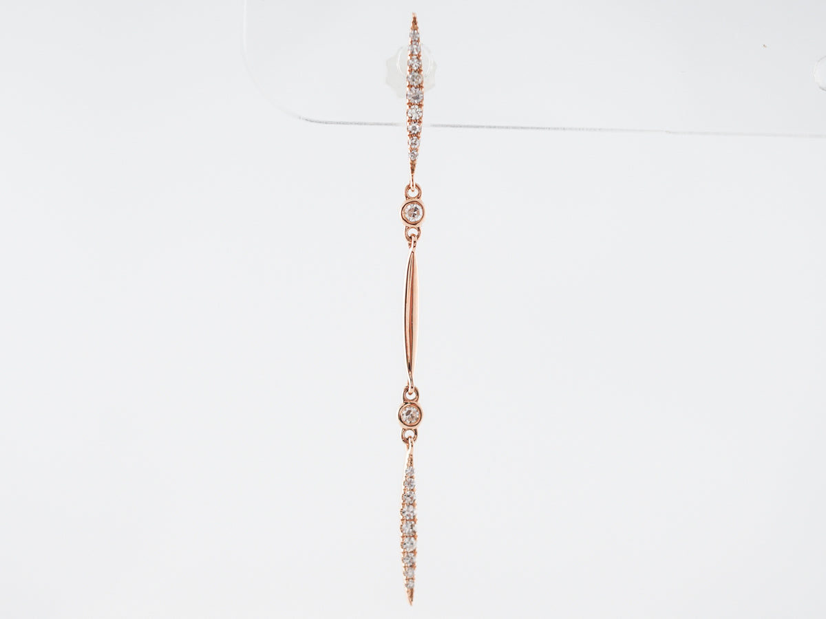 Round Brilliant Cut Diamond Dangle Earrings in 18k Rose Gold