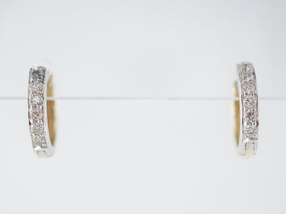 Earrings Modern .30 Round Brilliant Cut Diamonds in 14K White Gold & Yellow Gold