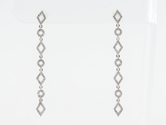 Vintage Style Single Cut Diamond Drop Earrings in 18k White Gold