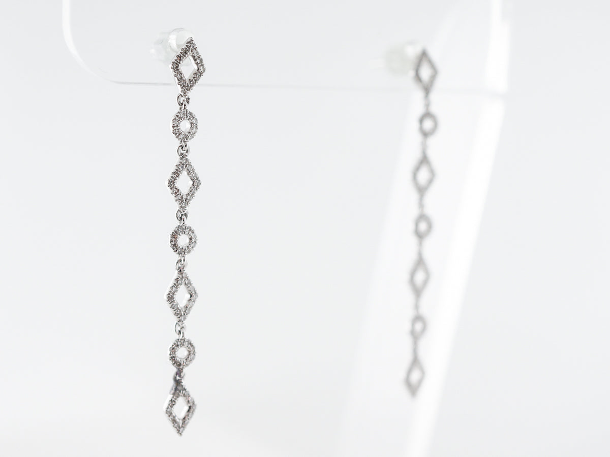 Vintage Style Single Cut Diamond Drop Earrings in 18k White Gold