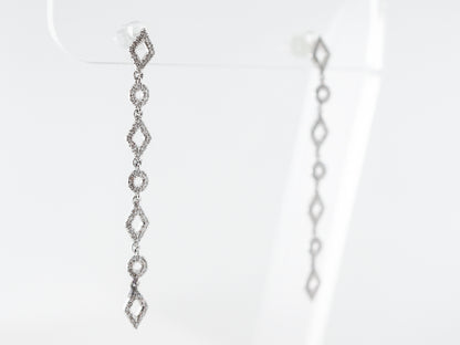 Vintage Style Single Cut Diamond Drop Earrings in 18k White Gold