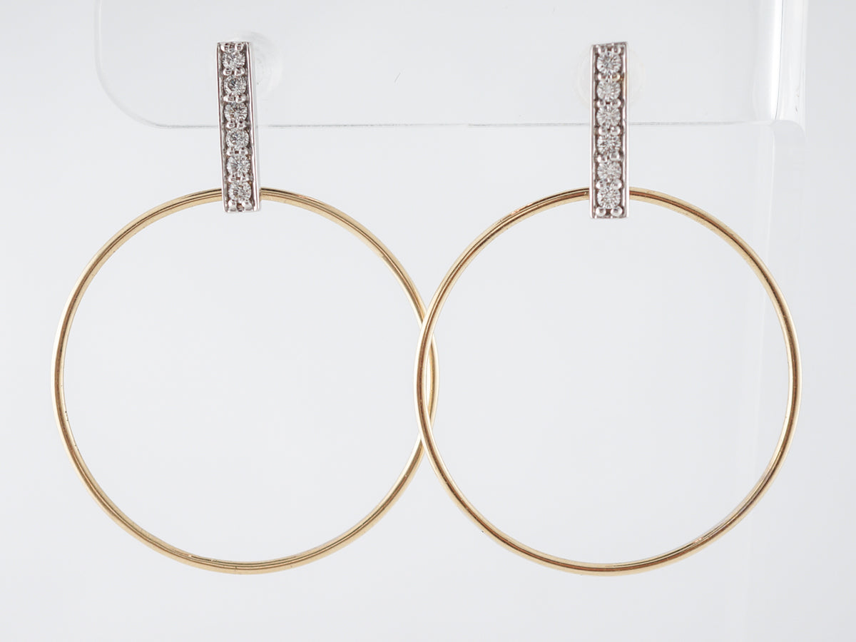 Hoop Earrings with Diamonds in White & Yellow Gold