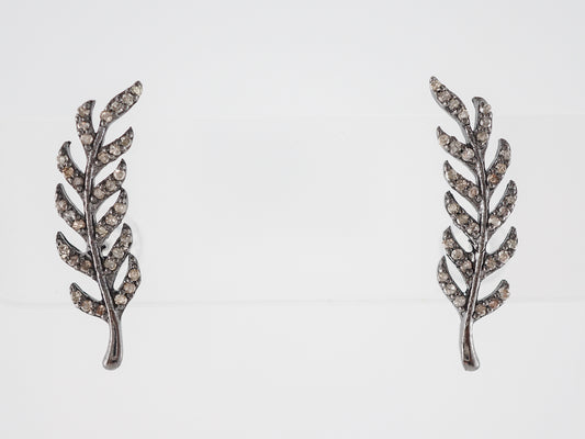 Earrings Modern .34 Round Brilliant Cut Diamonds in Sterling Silver