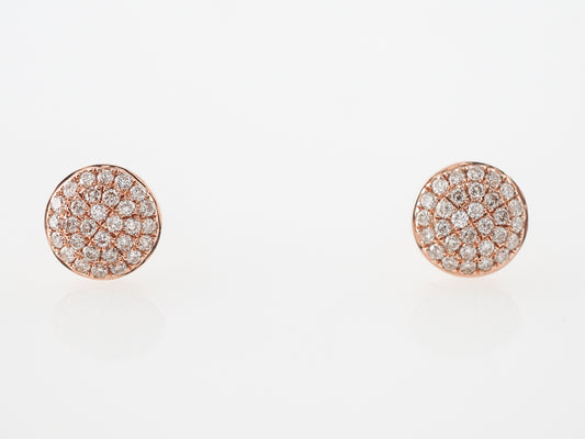Earrings Modern .38 Round Brilliant Cut Diamonds in 14k Rose Gold