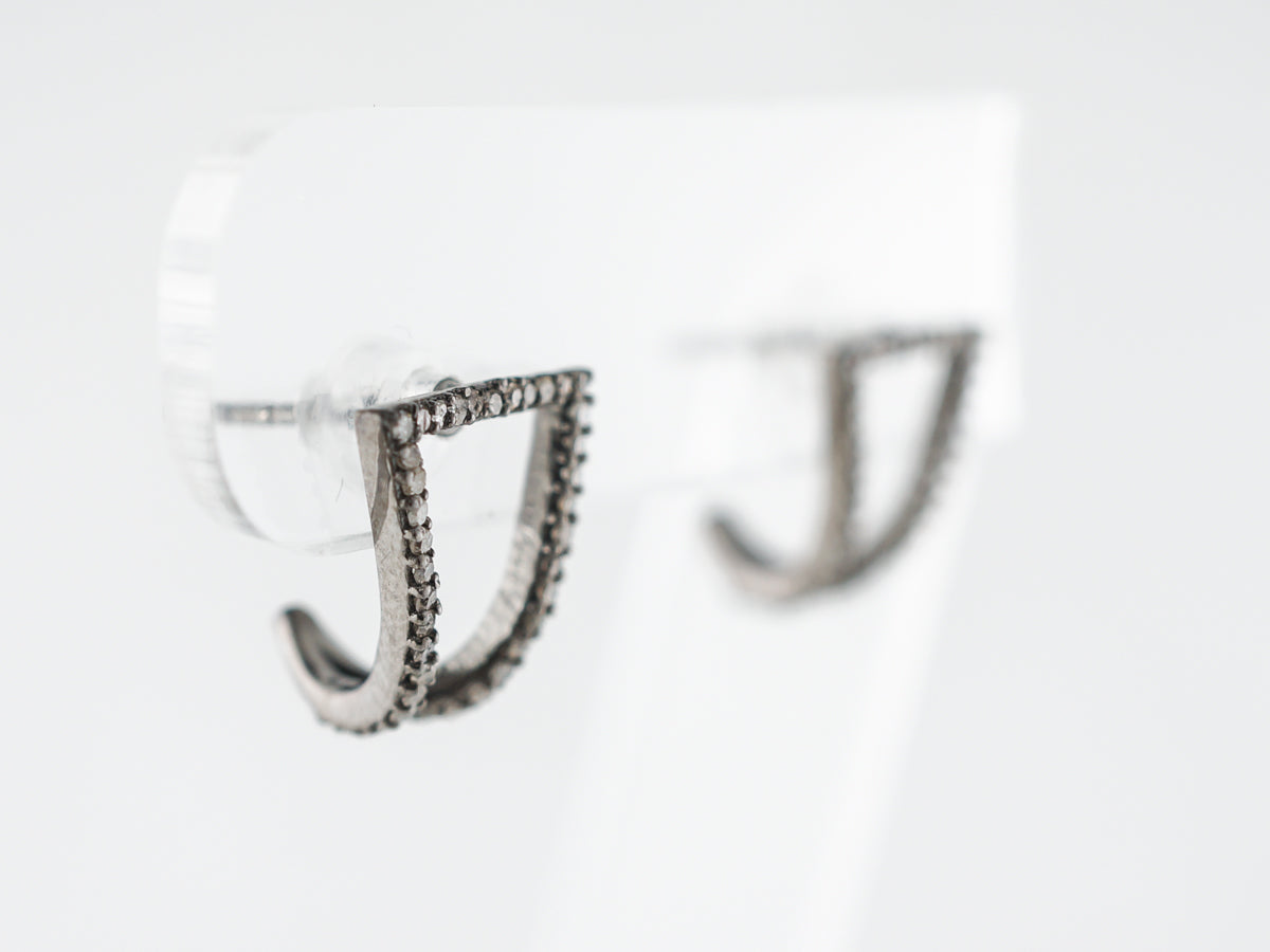 Half Carat Diamond Earrings in Sterling Silver