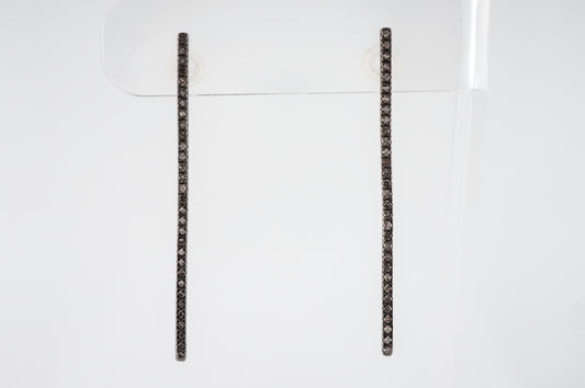 Earrings Modern .53 Round Brilliant Cut Diamonds in Sterling Silver