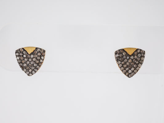 Earrings Modern .63 Round Brilliant Cut Diamonds in Sterling Silver & 14k Yellow Gold