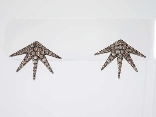 Earrings Modern .70 Round Brilliant Cut Diamonds in Sterling Silver