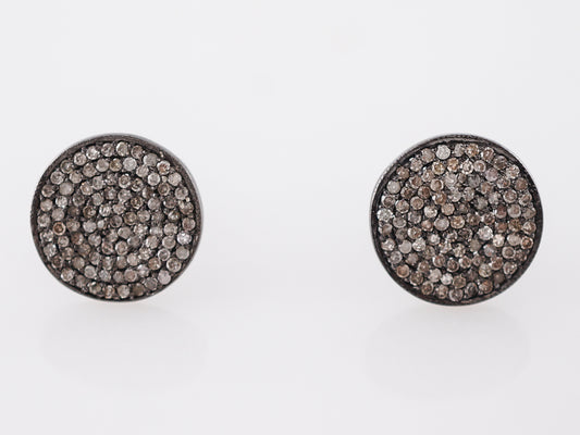 Earrings Modern .75 Round Brilliant Cut Diamonds in Sterling Silver