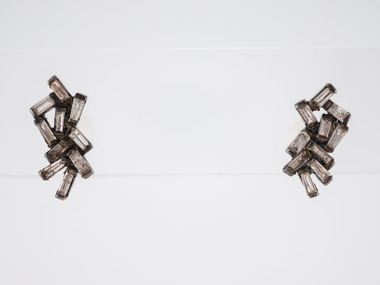 Earrings Modern .80 Baguette Cut Diamonds in Sterling Silver