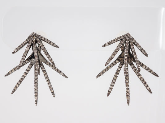 Earrings Modern .90 Round Brilliant Cut Diamonds in Sterling Silver