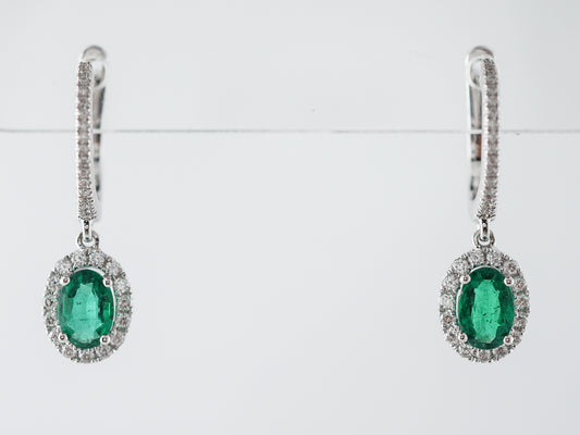 Earrings Modern 1.01 Oval Cut Emeralds in 14K White Gold