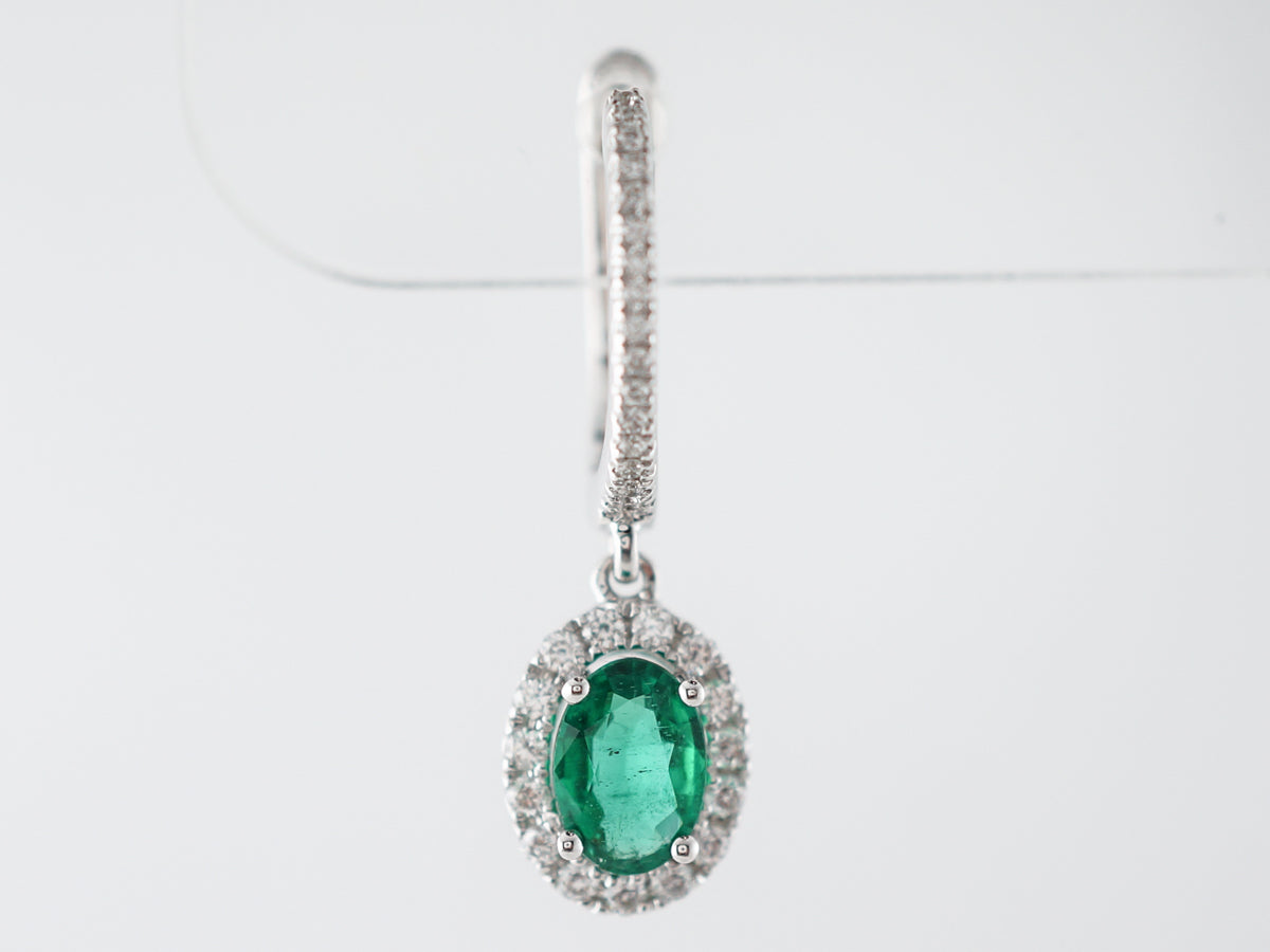 Earrings Modern 1.01 Oval Cut Emeralds in 14K White Gold