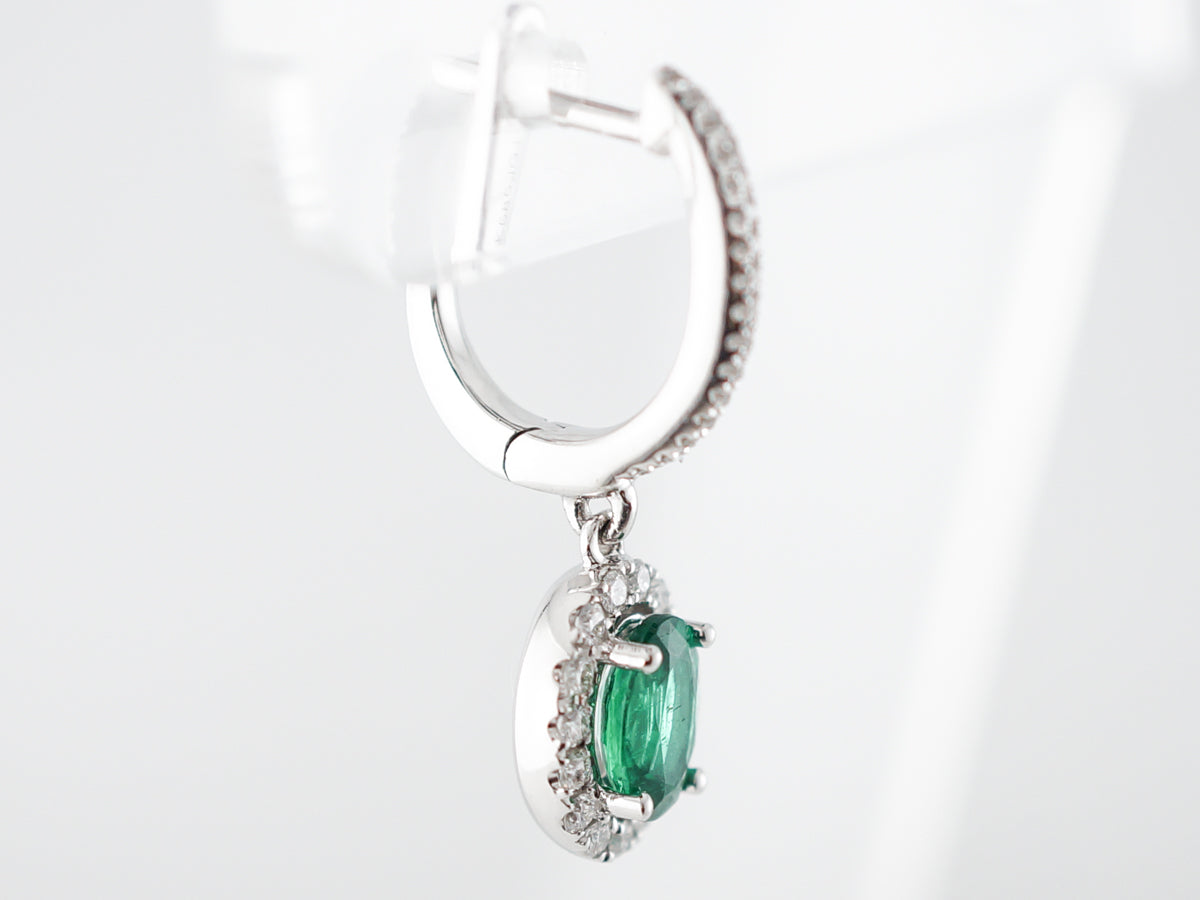 Earrings Modern 1.01 Oval Cut Emeralds in 14K White Gold