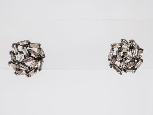 Earrings Modern 1.47 Baguette Cut Diamonds in Sterling Silver