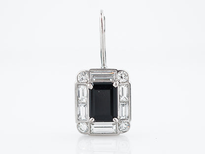 Earrings Modern 1.48 Baguette & Round Brilliant Cut Diamonds & Emerald Cut Onyx in Platinum