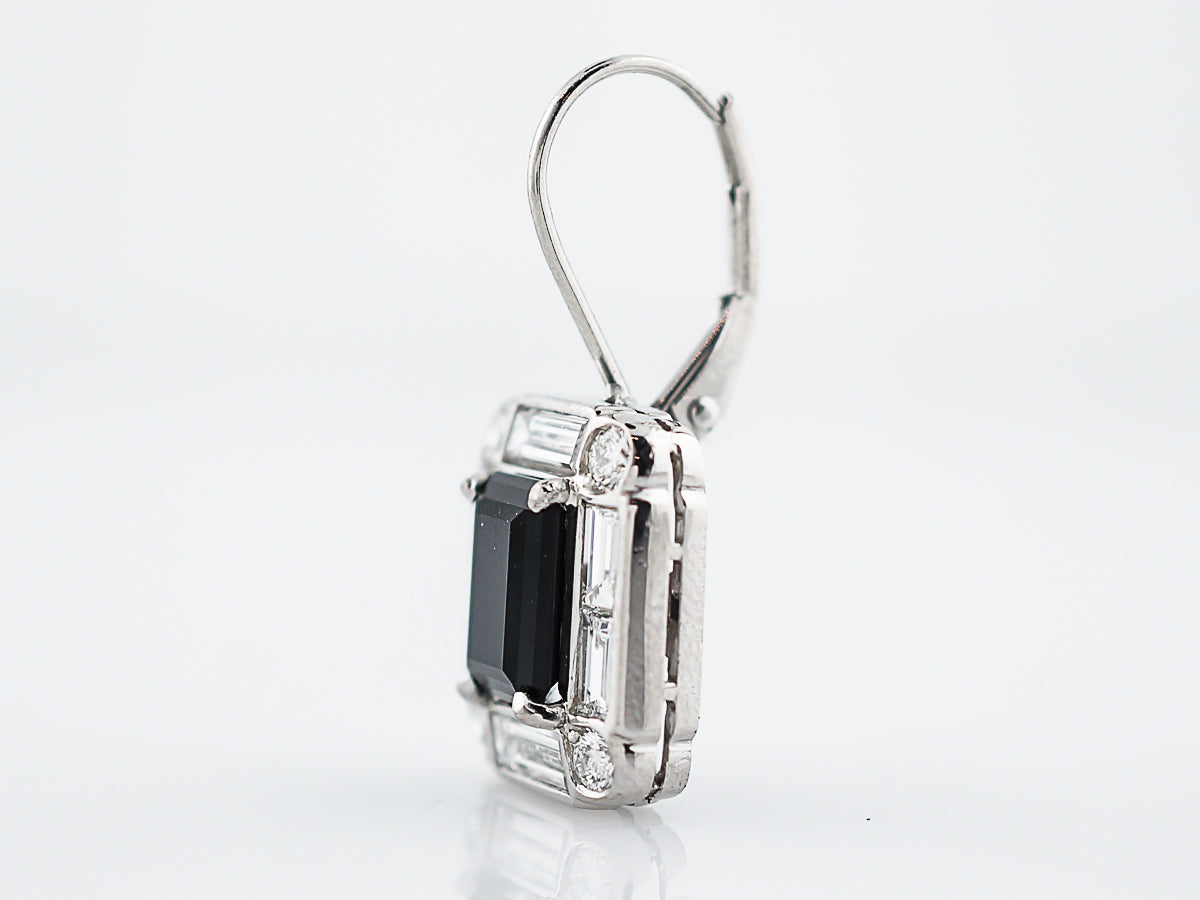 Earrings Modern 1.48 Baguette & Round Brilliant Cut Diamonds & Emerald Cut Onyx in PlatinumComposition: Platinum Total Diamond Weight: 1.48 cttwct Total Gram Weight: 9.96 rams g Inscription: d50
      