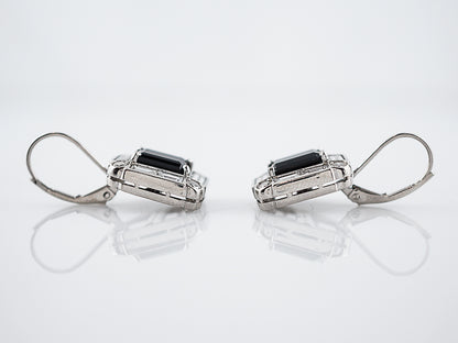 Earrings Modern 1.48 Baguette & Round Brilliant Cut Diamonds & Emerald Cut Onyx in Platinum
