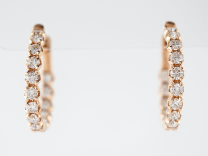 **RTV 1/17/19**Earrings Modern 2.23 Round Brilliant Cut Diamonds in 18K Rose Gold