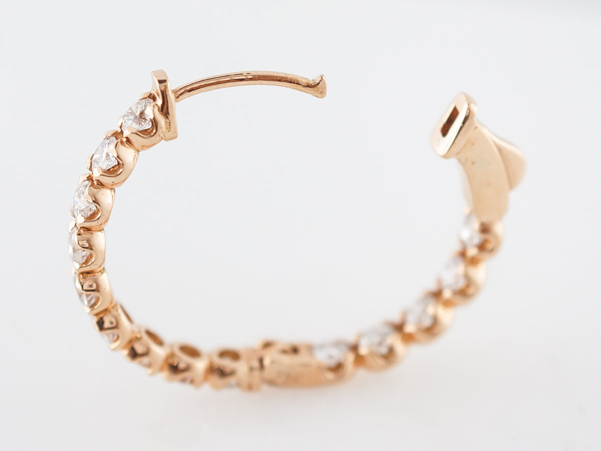 **RTV 1/17/19**Earrings Modern 2.23 Round Brilliant Cut Diamonds in 18K Rose Gold