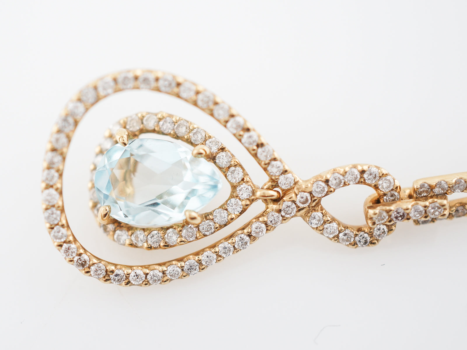 Earrings Modern 3.02 Pear Cut Aquamarine & Round Brilliant Cut Diamond in 18k Yellow Gold