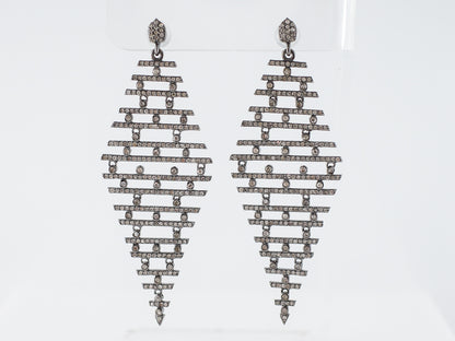 3 Carat Diamond Dangle Earrings in Sterling Silver