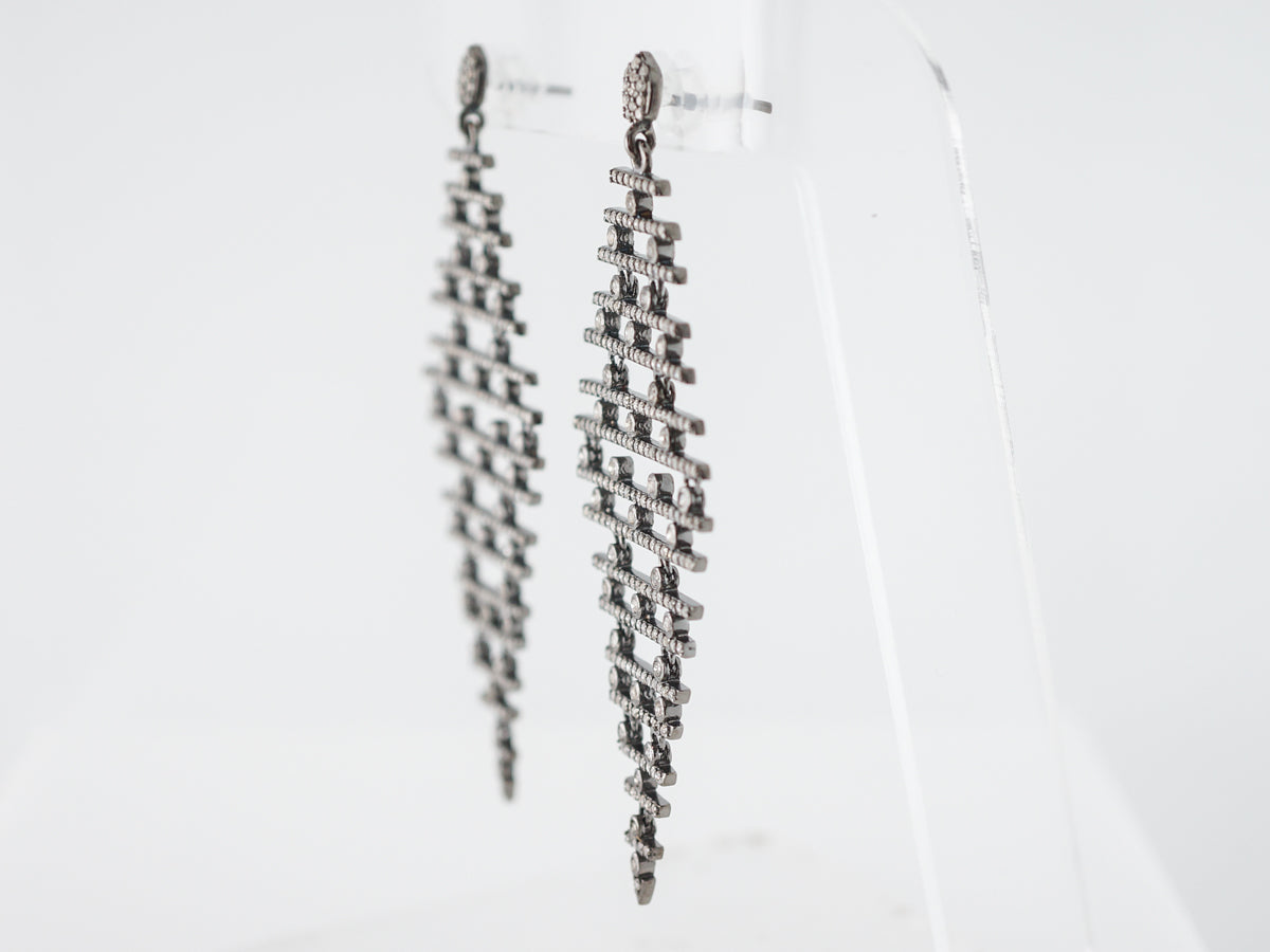 3 Carat Diamond Dangle Earrings in Sterling Silver